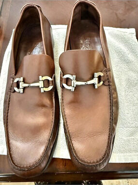 Salvatore Ferragamo Gancini Bit Loafer Brown Leather Loafers